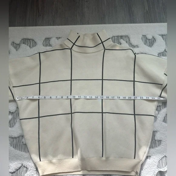 ChicWish Windowpane Cream Black Sweater - Picture 3 of 4